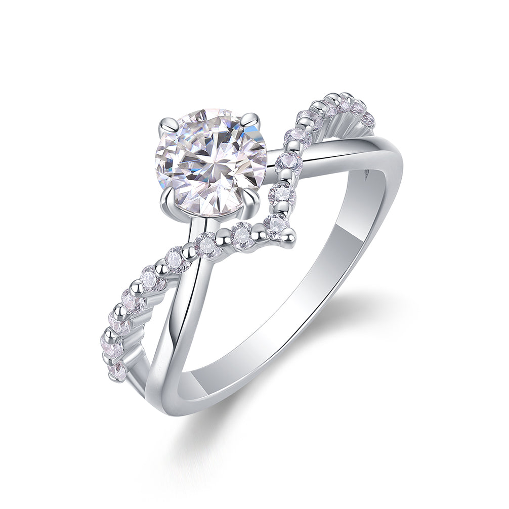 The Crown Ring  - Engagemet Ring with Moissanite Stones