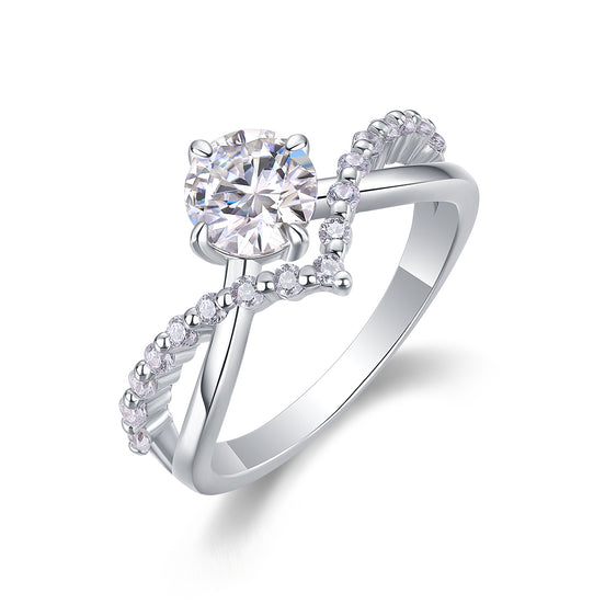 The Crown Ring  - Engagemet Ring with Moissanite Stones