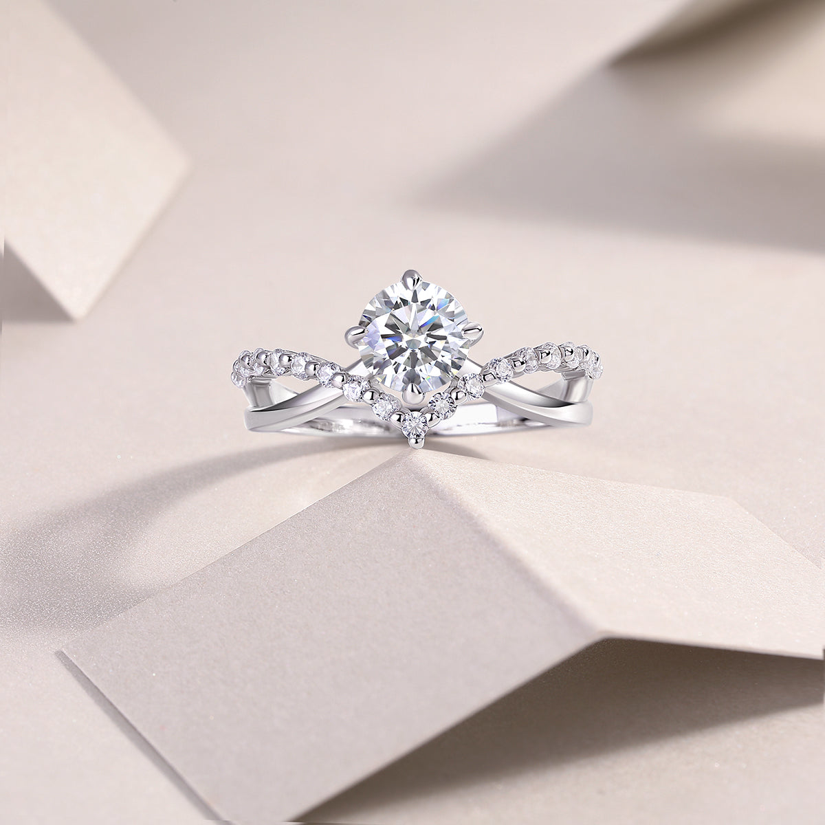 The Crown Ring  - Engagemet Ring with Moissanite Stones