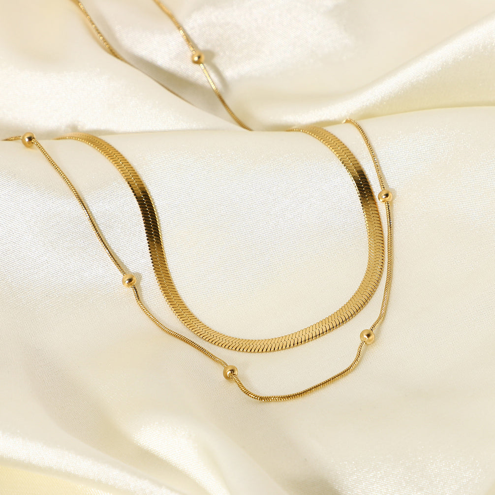 Aurelia Necklace — double Stainless steel chain