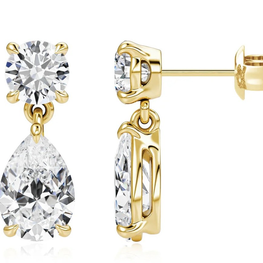 Nellie Earrings - 925 Sterling Silver Water Drop Moissanite stones