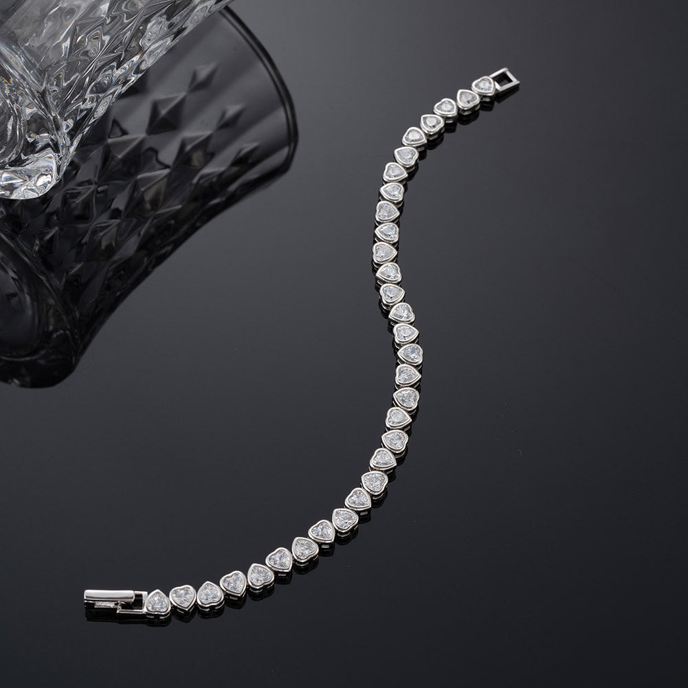 Aven Tennis Bracelet - With Zirconia stones and Heart Shape