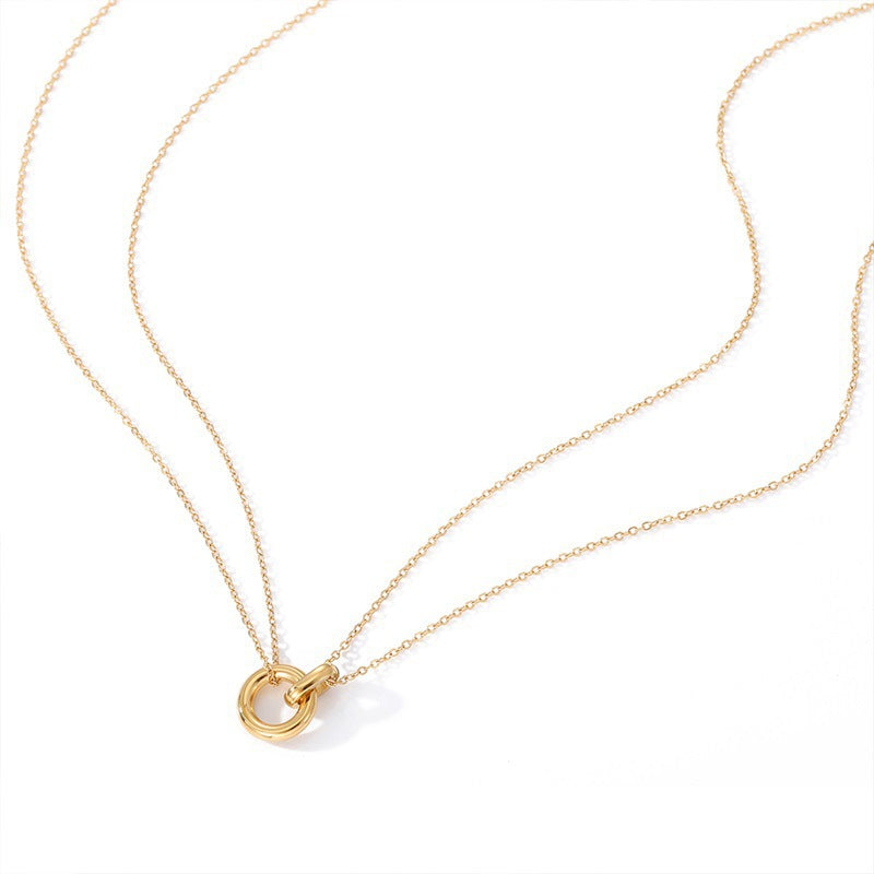 Calla Necklace — double chain and two hoops
