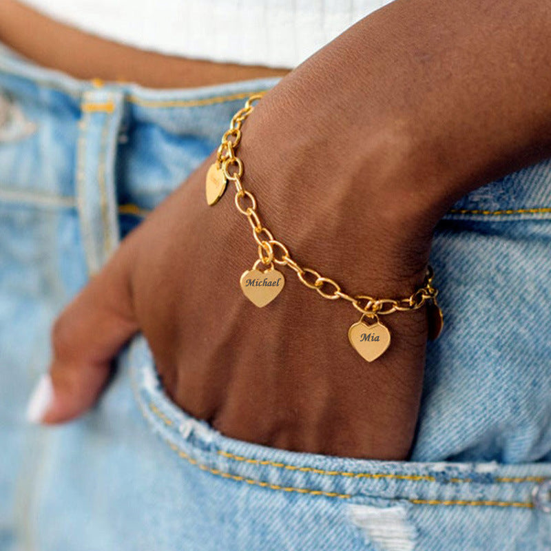 Belle Bracelet — custom with up to five heart-shaped pendants
