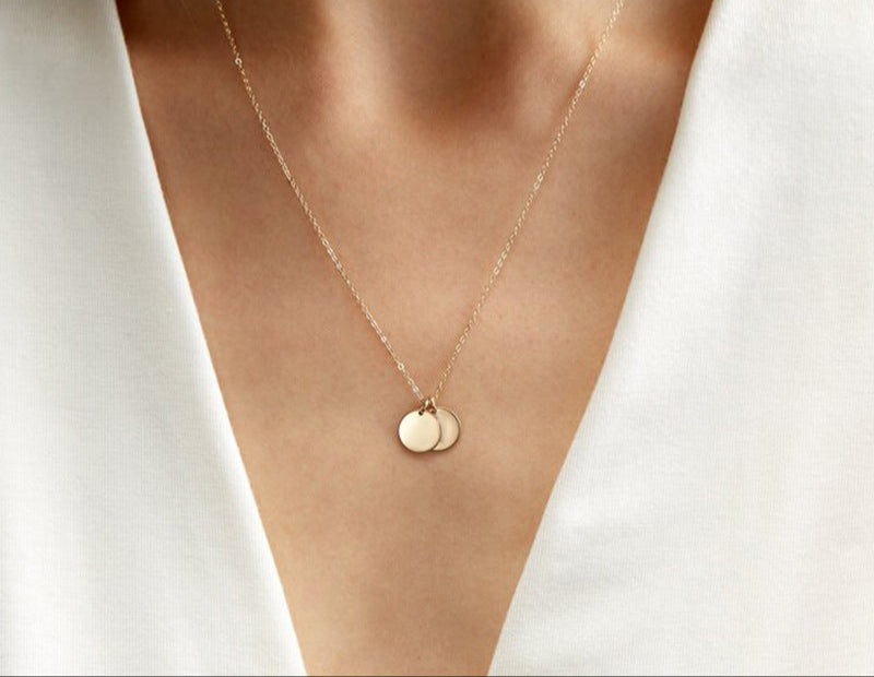 Eliana Necklace — round medallion engraved