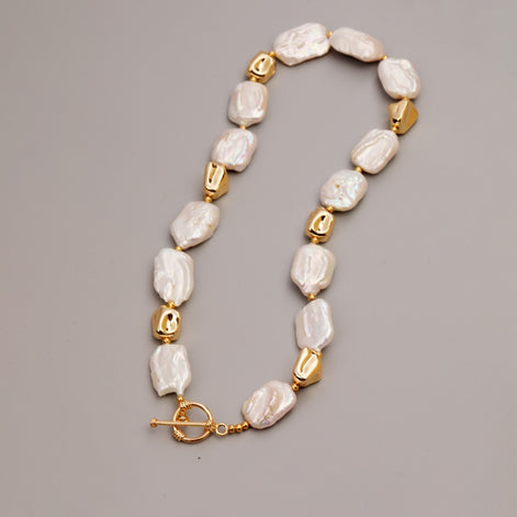 Amara Set - Baroque Pearl and 925 Silver with 18k gold plating
