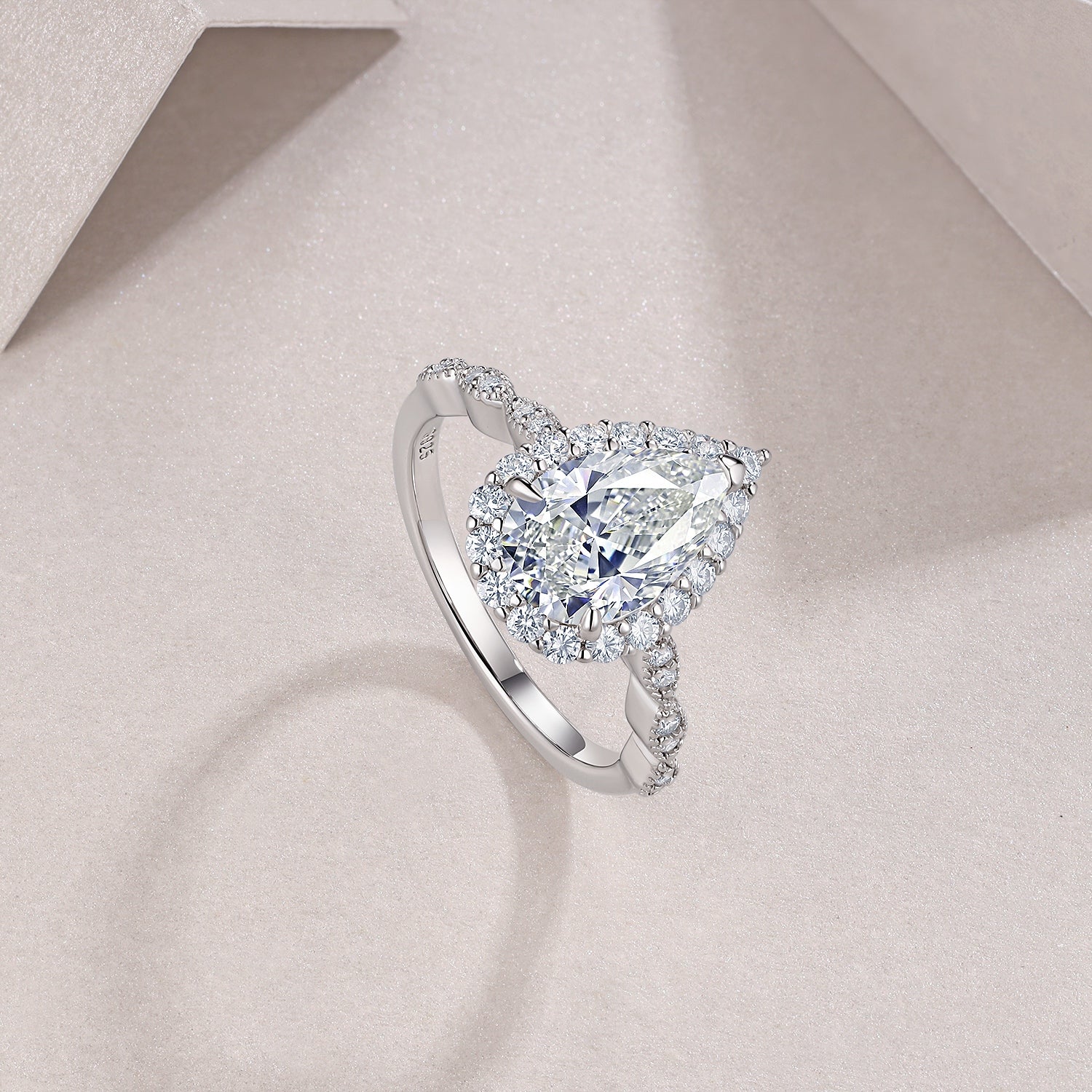Diana Pear-Shaped Engagement Ring: Moissanite & S925 Band
