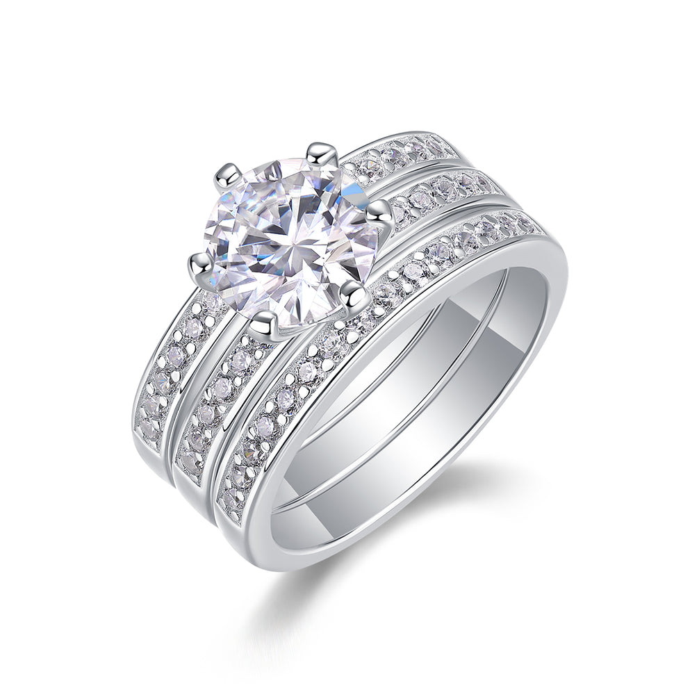 Three Rings Set - 2carat Moissanite central stone