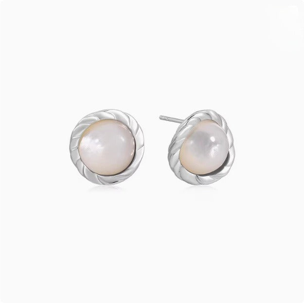 Greta Earrings - Mother-of-Pearl and 925 Silver 18k gold plating