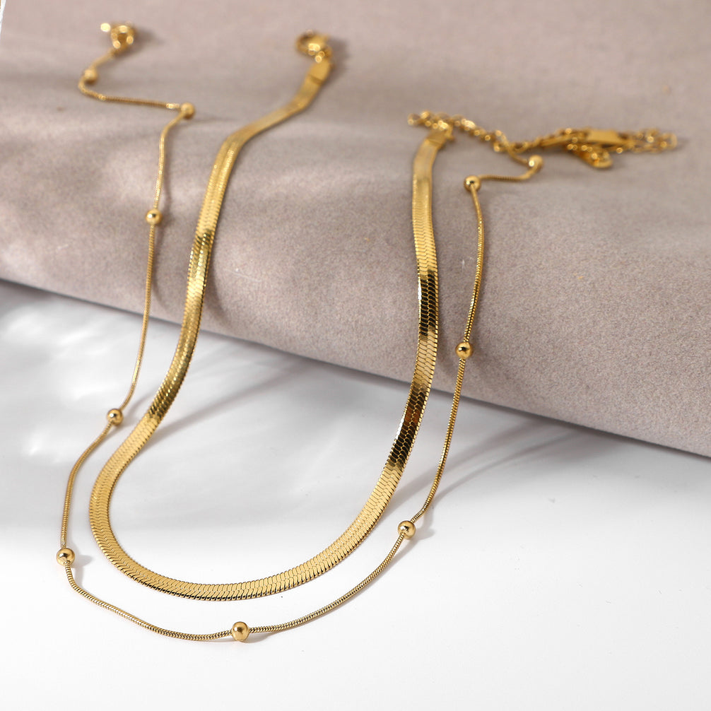 Aurelia Necklace — double Stainless steel chain