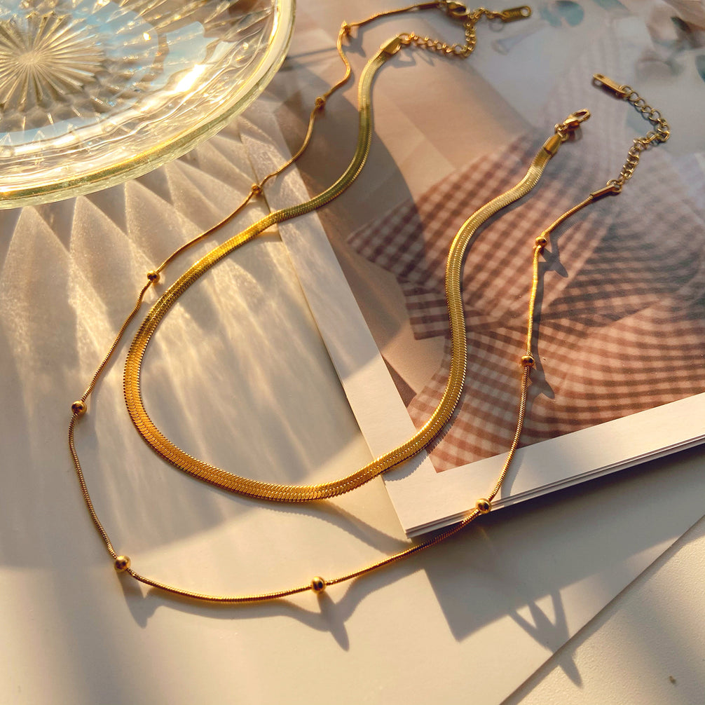 Aurelia Necklace — double Stainless steel chain