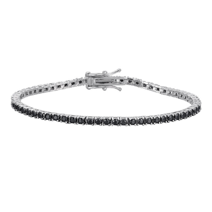 Gia Tennis Bracelet - 925 Sterling Silver and Black Moissanite Stones