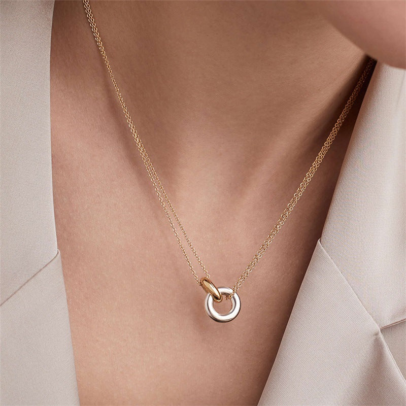 Calla Necklace — double chain and two hoops