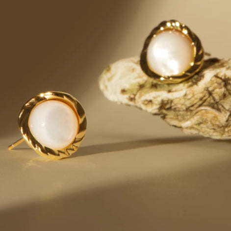 Greta Earrings - Mother-of-Pearl and 925 Silver 18k gold plating
