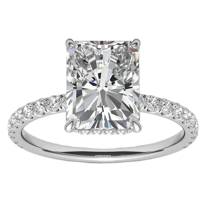 Florence Engagement Ring - 4carat Moissanite central stone and Pavé Band