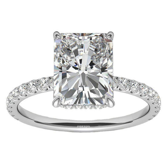 Florence Engagement Ring - 4carat Moissanite central stone and Pavé Band