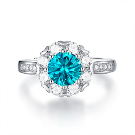 Amelia Ring - 925 Sterling Silver With 1 Carat Blue Moissanite Stone