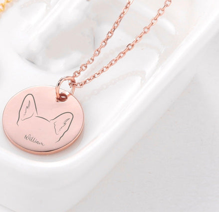 Cici Dog Necklace — round medallion engraved