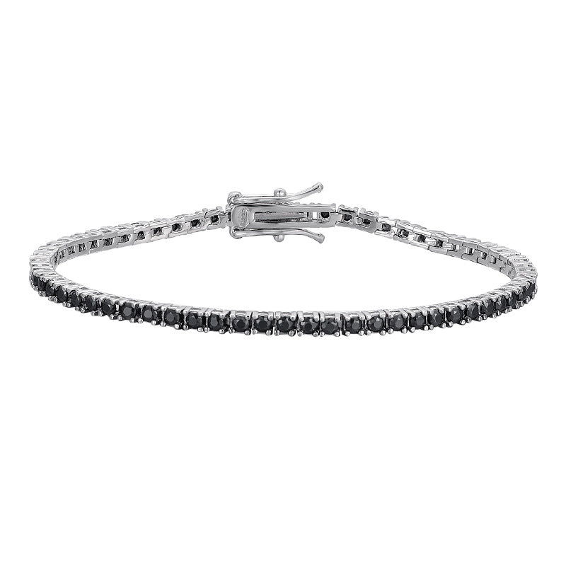 Gia Tennis Bracelet - 925 Sterling Silver and Black Moissanite Stones
