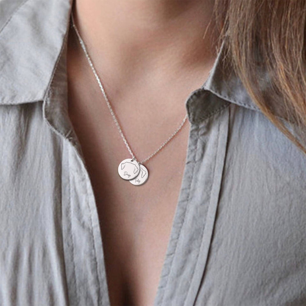 Cici Dog Necklace — round medallion engraved
