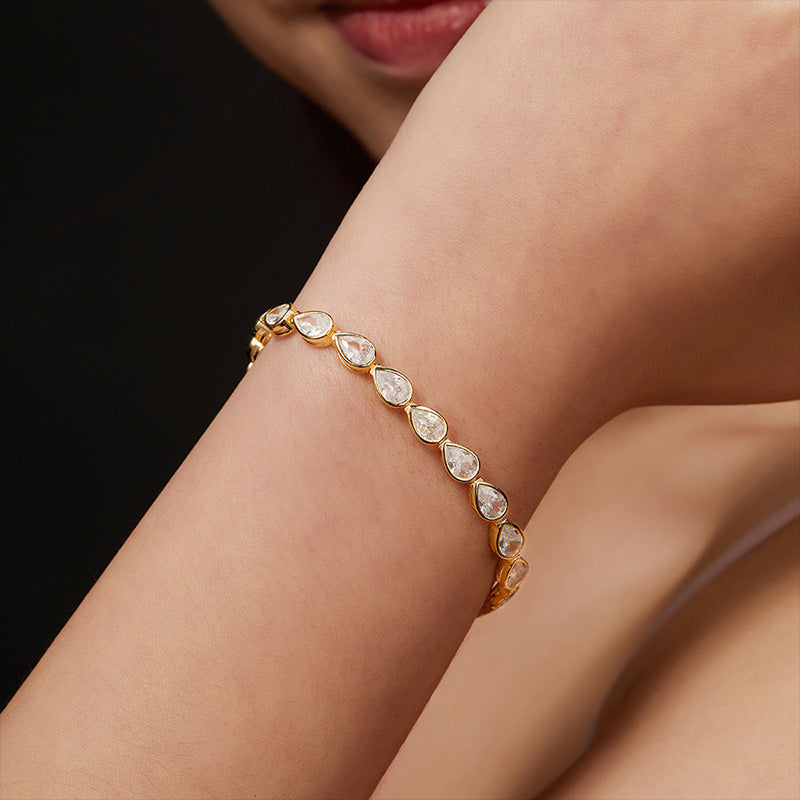 Caroline Tennis Bracelet - AAA Zircon stones/Moisanite D color stones