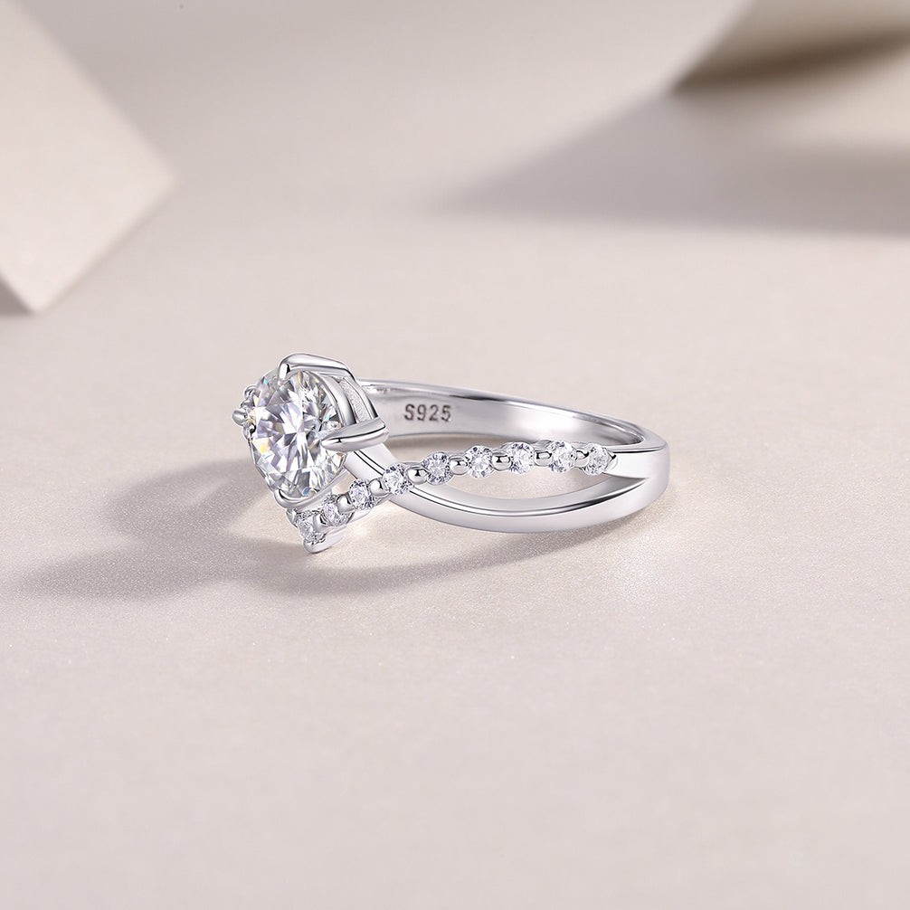 The Crown Ring  - Engagemet Ring with Moissanite Stones