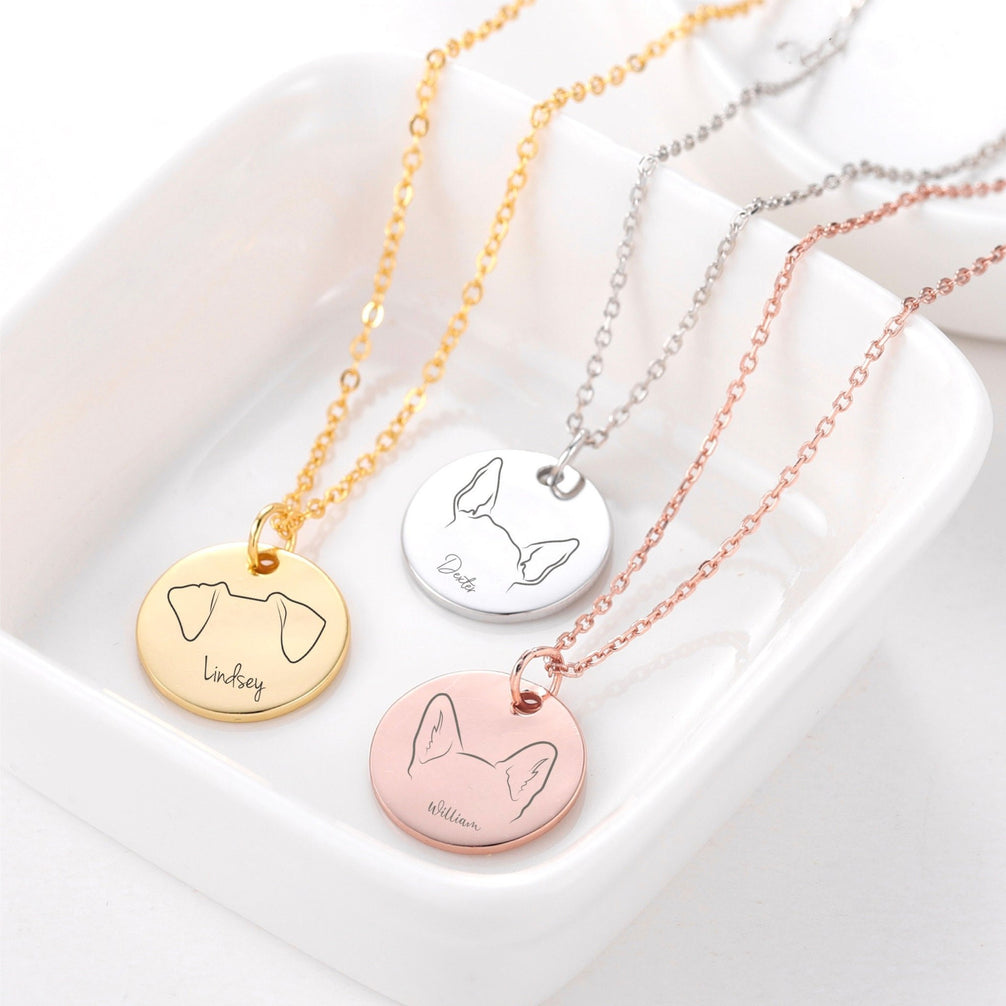 Cici Dog Necklace — round medallion engraved