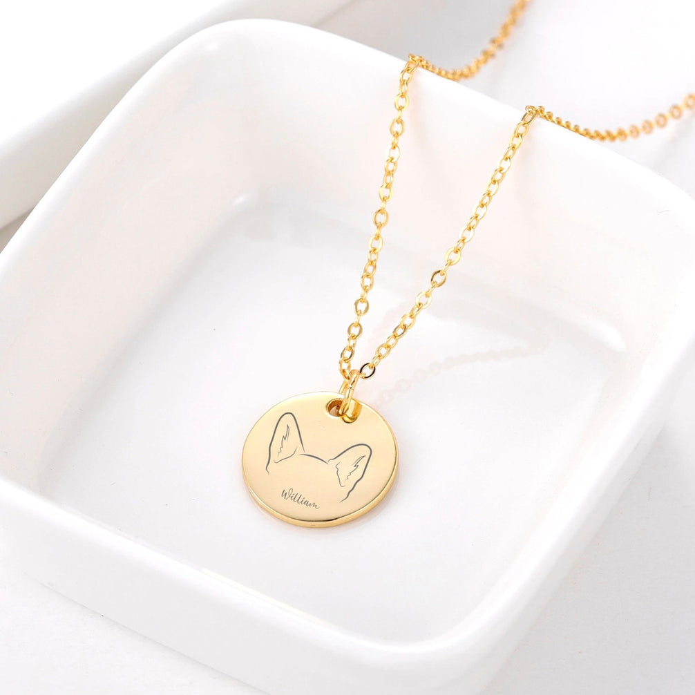 Cici Dog Necklace — round medallion engraved