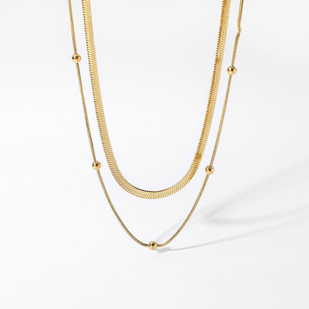 Aurelia Necklace — double Stainless steel chain