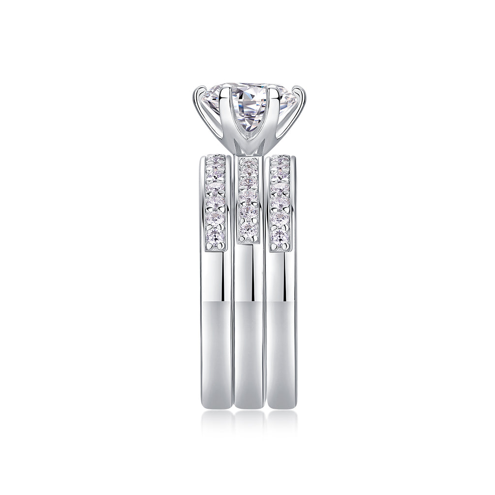 Three Rings Set - 2carat Moissanite central stone