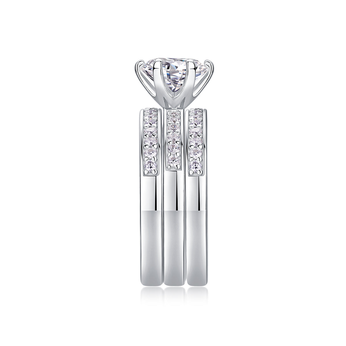 Three Rings Set - 2carat Moissanite central stone