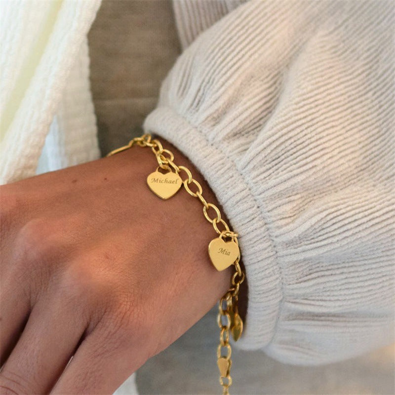 Belle Bracelet — custom with up to five heart-shaped pendants