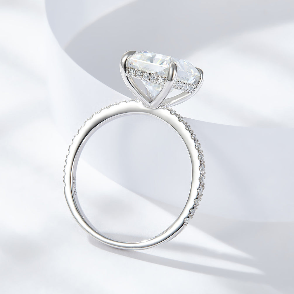 Florence Engagement Ring - 4carat Moissanite central stone and Pavé Band
