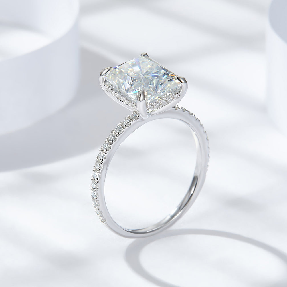 Florence Engagement Ring - 4carat Moissanite central stone and Pavé Band