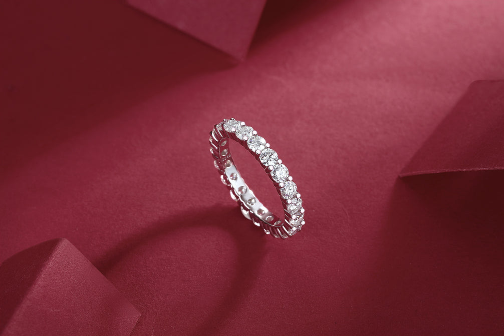Lila Moissanite Wedding Band - S925 Silver