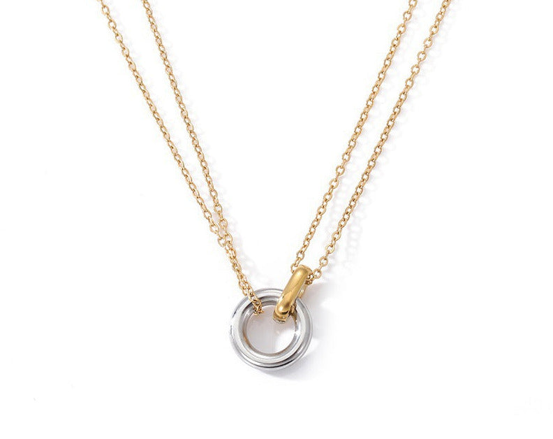 Calla Necklace — double chain and two hoops