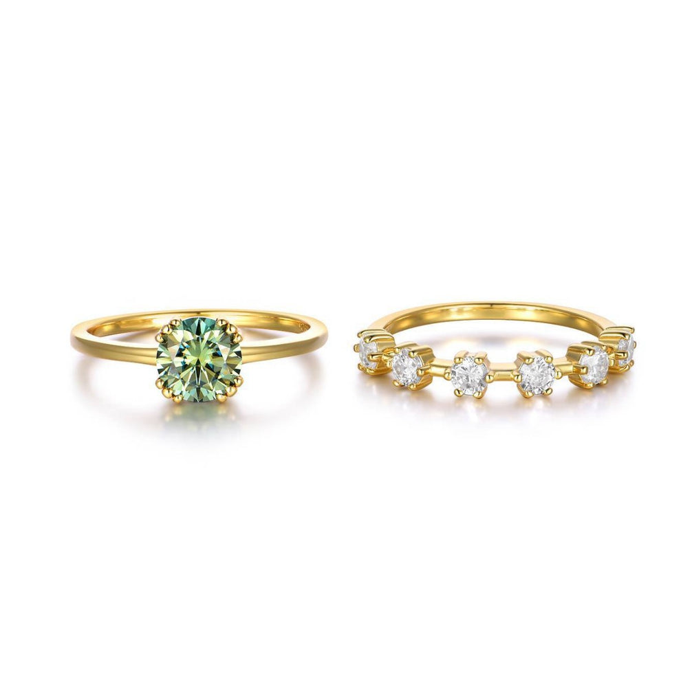 Mabel Ring - 925 Sterling Silver 1carat Moissanite Green Center Stone