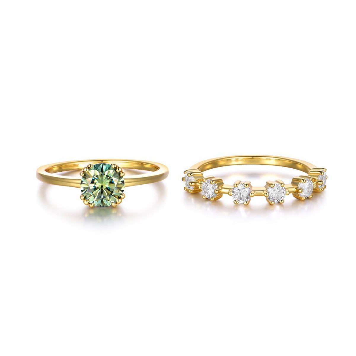 Mabel Ring - 925 Sterling Silver 1carat Moissanite Green Center Stone