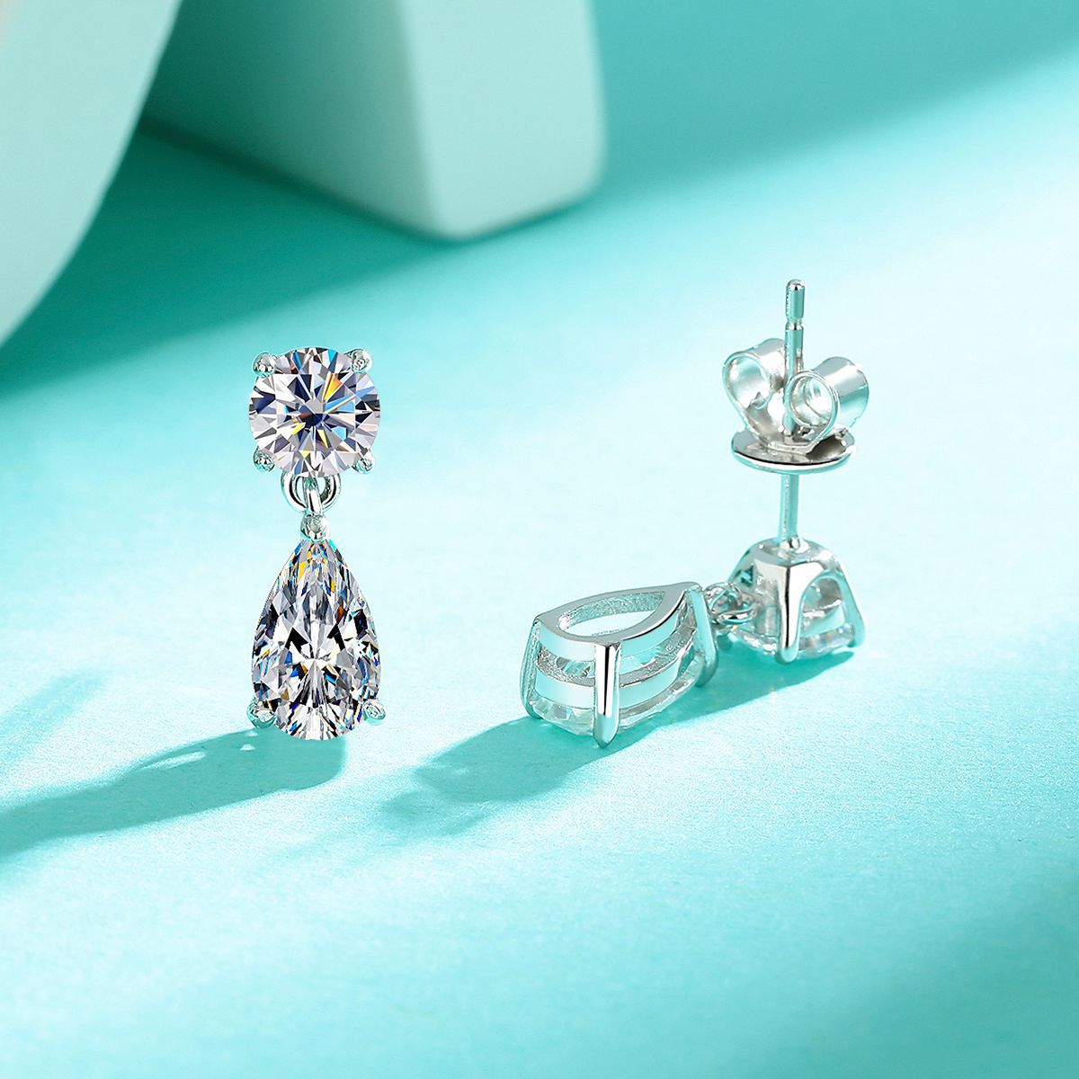 Nellie Earrings - 925 Sterling Silver Water Drop Moissanite stones