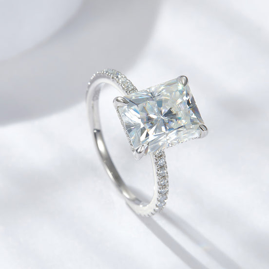 Florence Engagement Ring - 4carat Moissanite central stone and Pavé Band