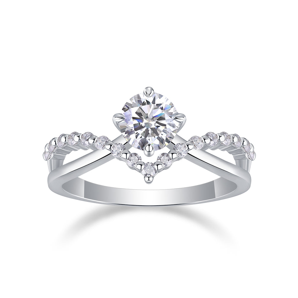 The Crown Ring  - Engagemet Ring with Moissanite Stones