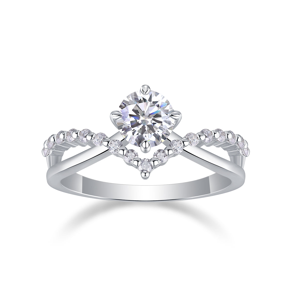 The Crown Ring  - Engagemet Ring with Moissanite Stones