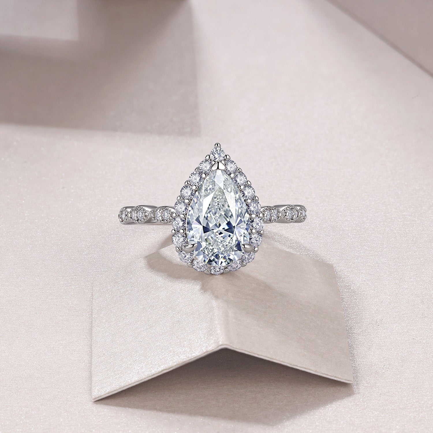 Diana Pear-Shaped Engagement Ring: Moissanite & S925 Band