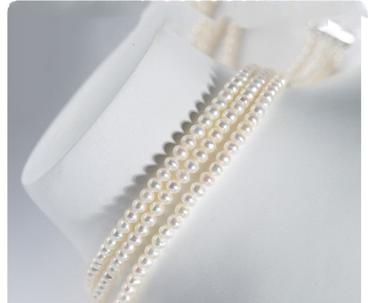The Duchess Necklace - Three Layers Freshwater Pearls