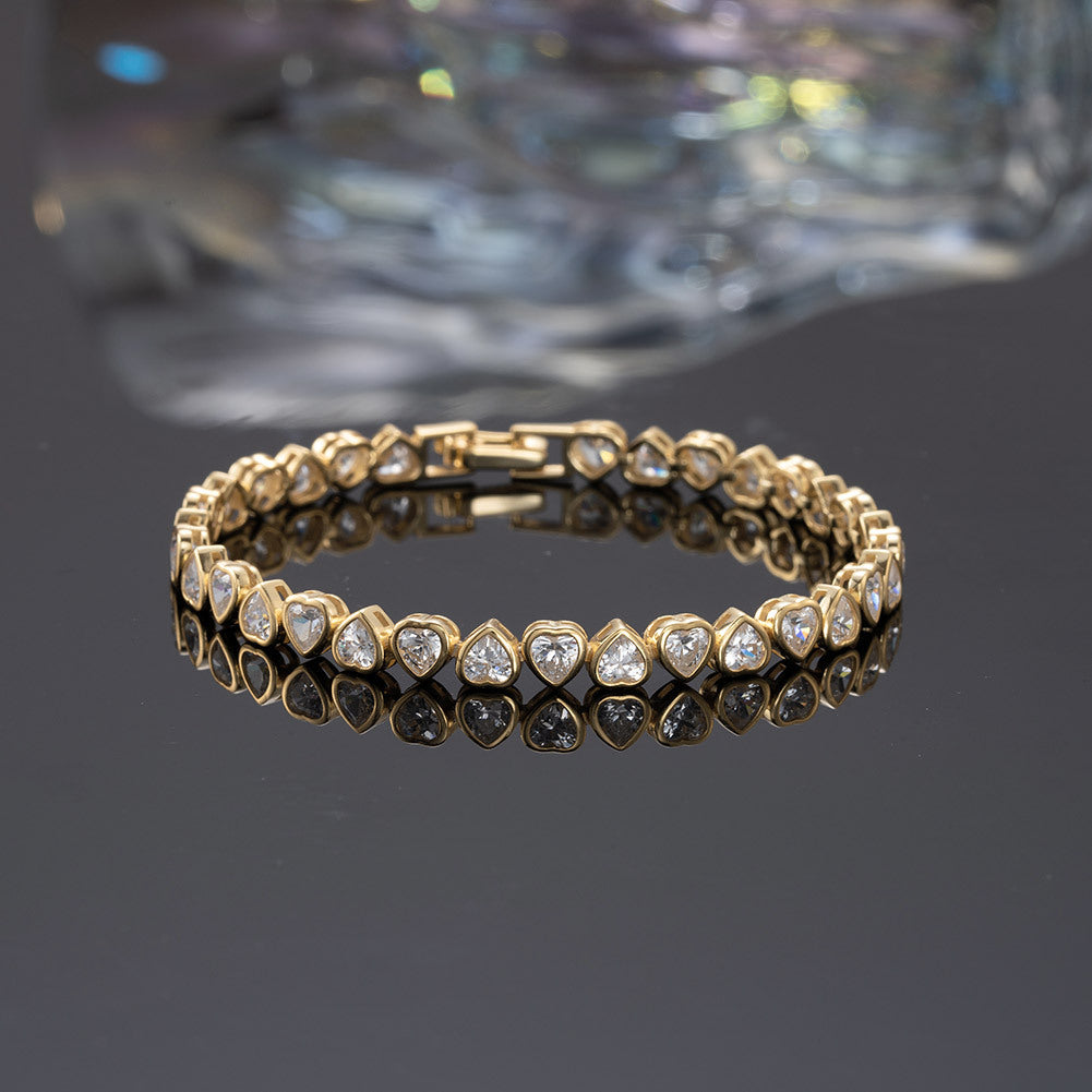 Aven Tennis Bracelet - With Zirconia stones and Heart Shape