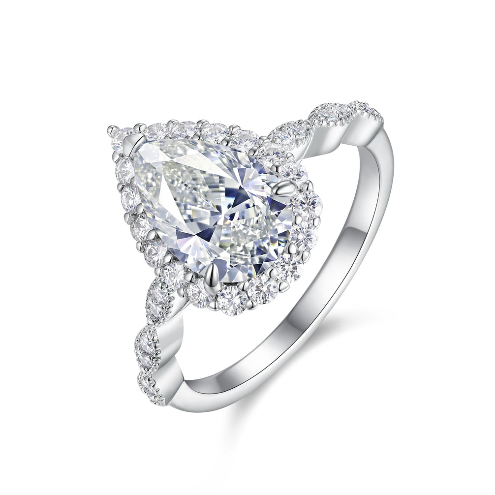 Diana Pear-Shaped Engagement Ring: Moissanite & S925 Band