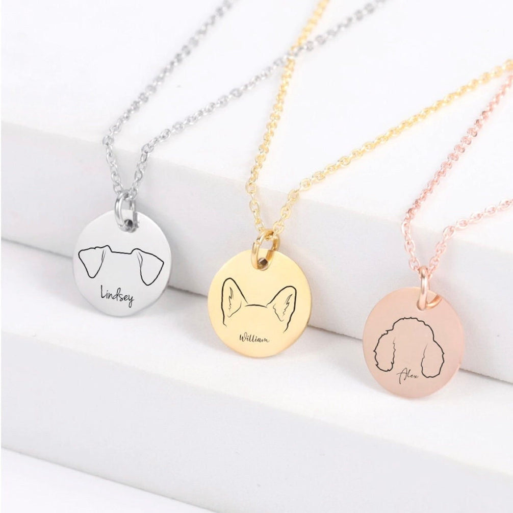 Cici Dog Necklace — round medallion engraved