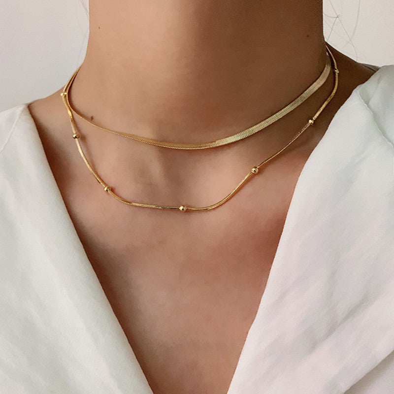 Aurelia Necklace — double Stainless steel chain