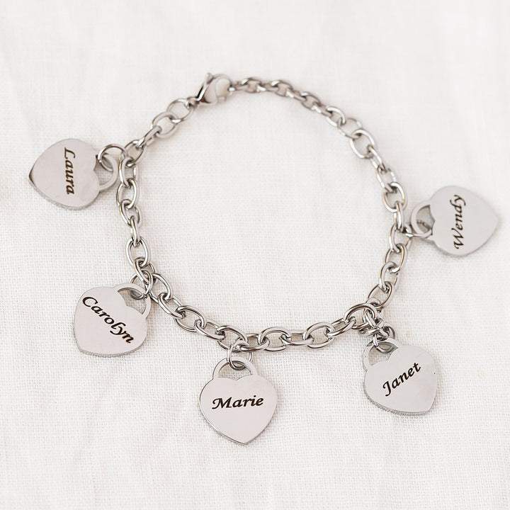 Belle Bracelet — custom with up to five heart-shaped pendants