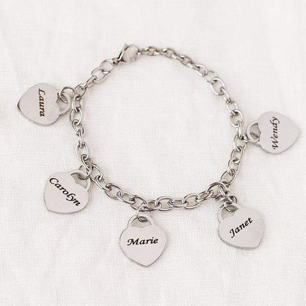Belle Bracelet — custom with up to five heart-shaped pendants